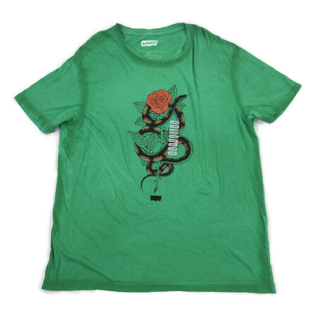 Levis Mens Graphic T-Shirt Rose Snake Green XL